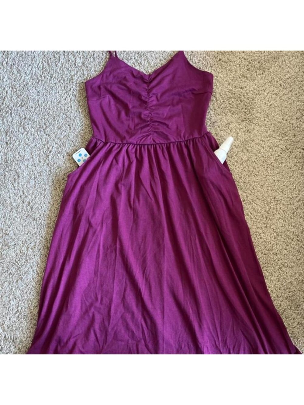 Purple midi dress with pockets
